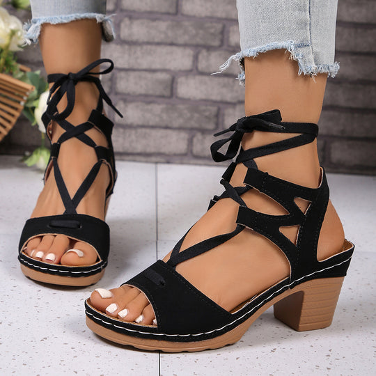 Damen modische Riemchen-Sandalen mit dekorativem Knoten EB