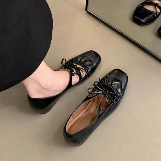 Damen elegante Mules mit raffiniertem Schnür-Design EB