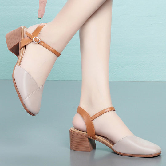 Damen Sling-Pumps mit modischem Riemendesign und komfortablem Blockabsatz EB