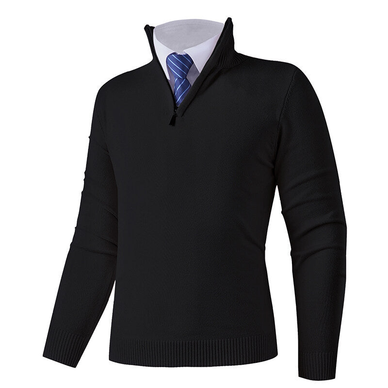 Herren Strickpullover mit modernem Reißverschluss und elastischem Saum EB