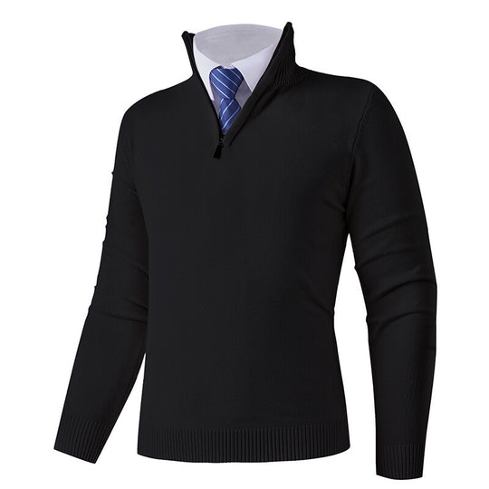 Herren Strickpullover mit modernem Reißverschluss und elastischem Saum EB