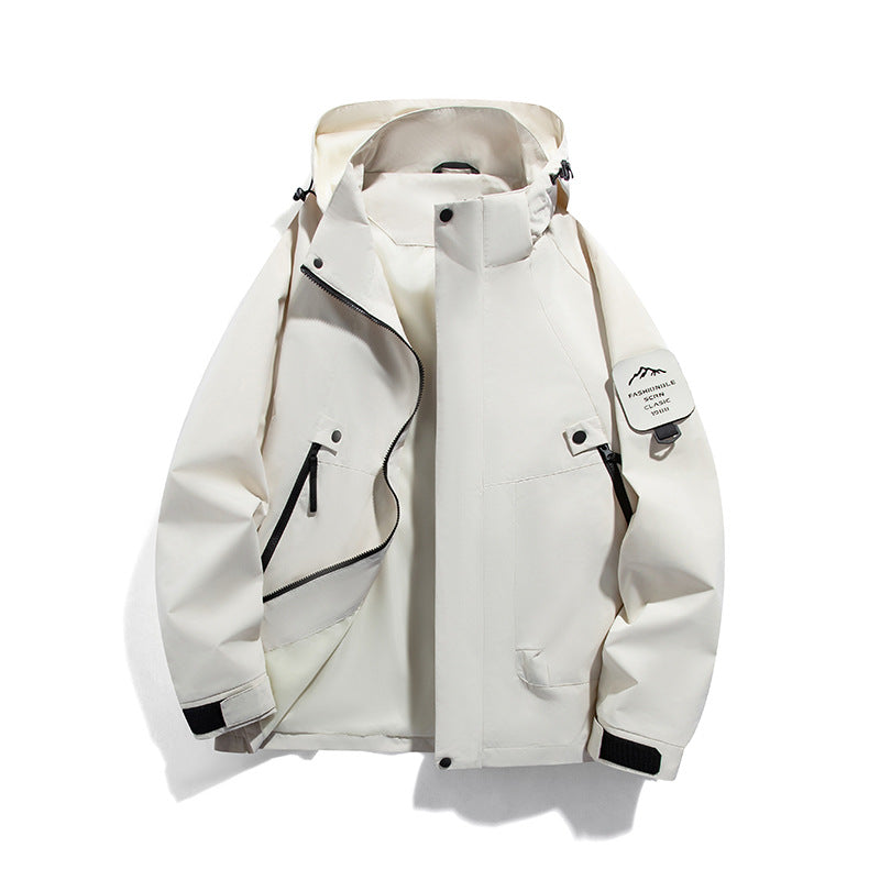 Herren wind- und wasserdichte Functional-Parka mit verschließbaren Zipper-Taschen und verstellbarer Kapuze EB
