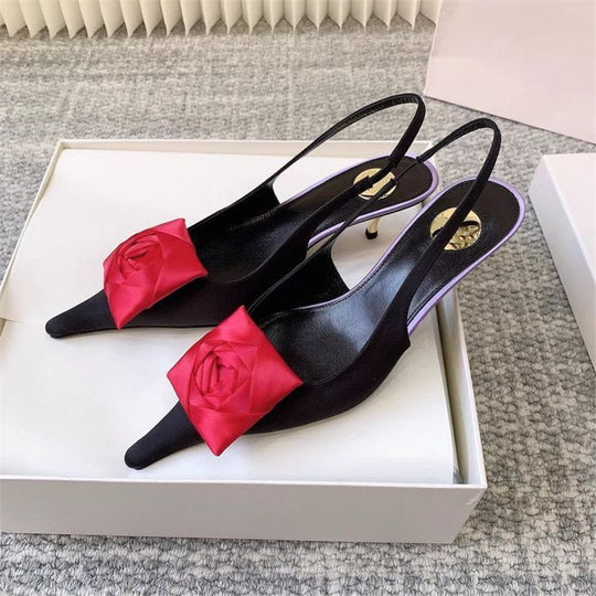 Damen elegante Slingback Pumps mit raffiniertem Blumendetail EB
