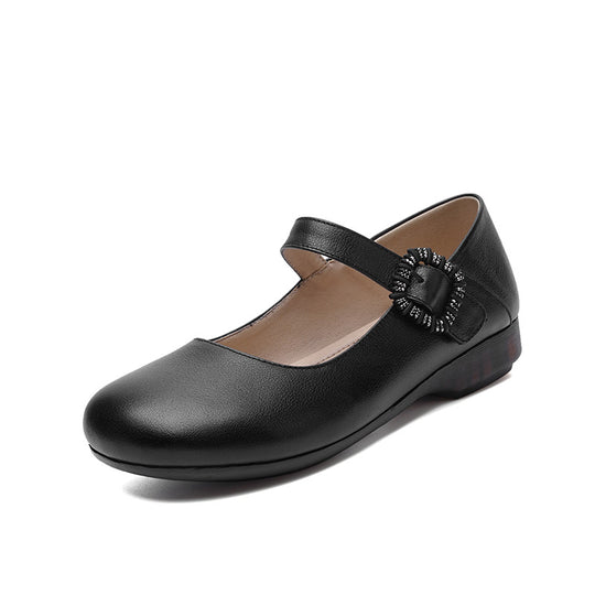 Damen Mary Jane Schuhe mit dekorativer Schnalle und komfortablem Blockabsatz EB