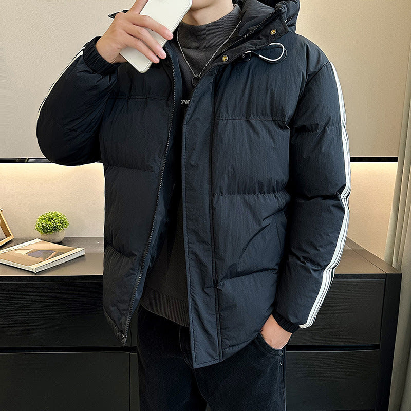 Herren modische und warme Steppjacke mit verstellbarer Kapuze EB