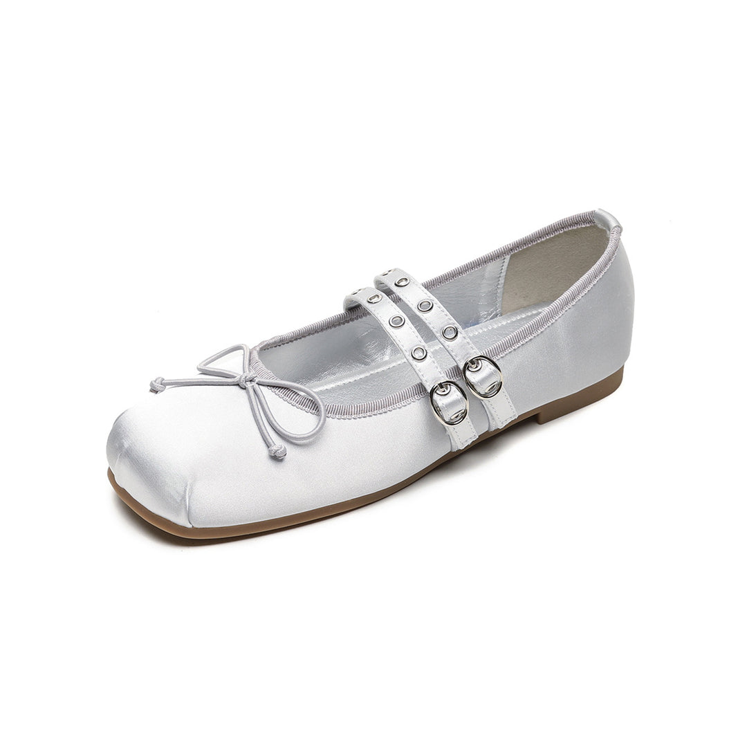 Damen Ballerinas mit verstellbarem Riemen und stilvollem Schleifendetail EB
