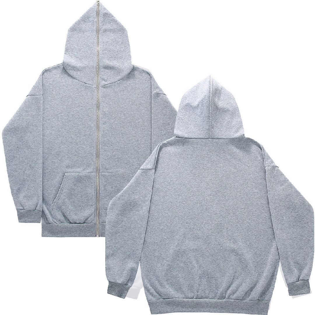 Unisex Zip-Hoodie mit durchgehendem Reißverschluss bis in spitze Kapuze, Kängurutasche und gerippten Bündchen EB