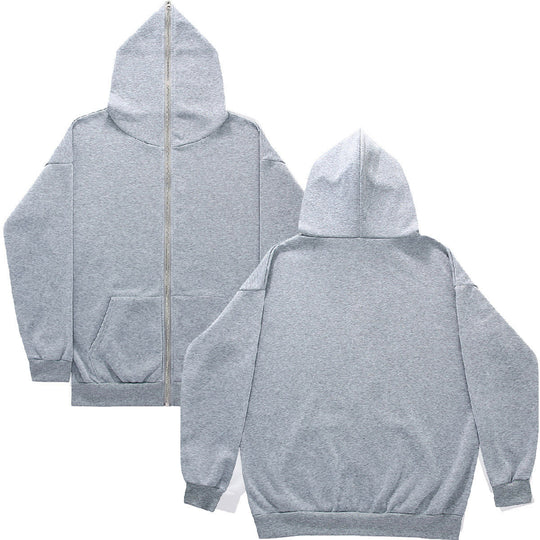 Unisex Zip-Hoodie mit durchgehendem Reißverschluss bis in spitze Kapuze, Kängurutasche und gerippten Bündchen EB
