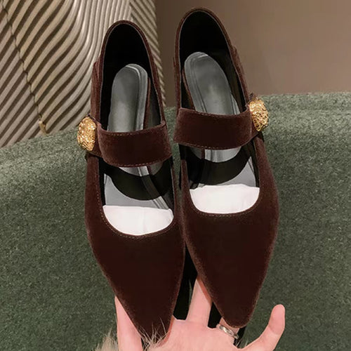 Damen modische Ballerinas mit elegantem Riemchen und luxuriöser Schnalle EB