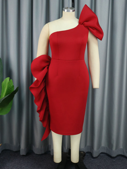 Damen Elegantes Trägerloses Cocktailkleid mit Rüschendetail EB