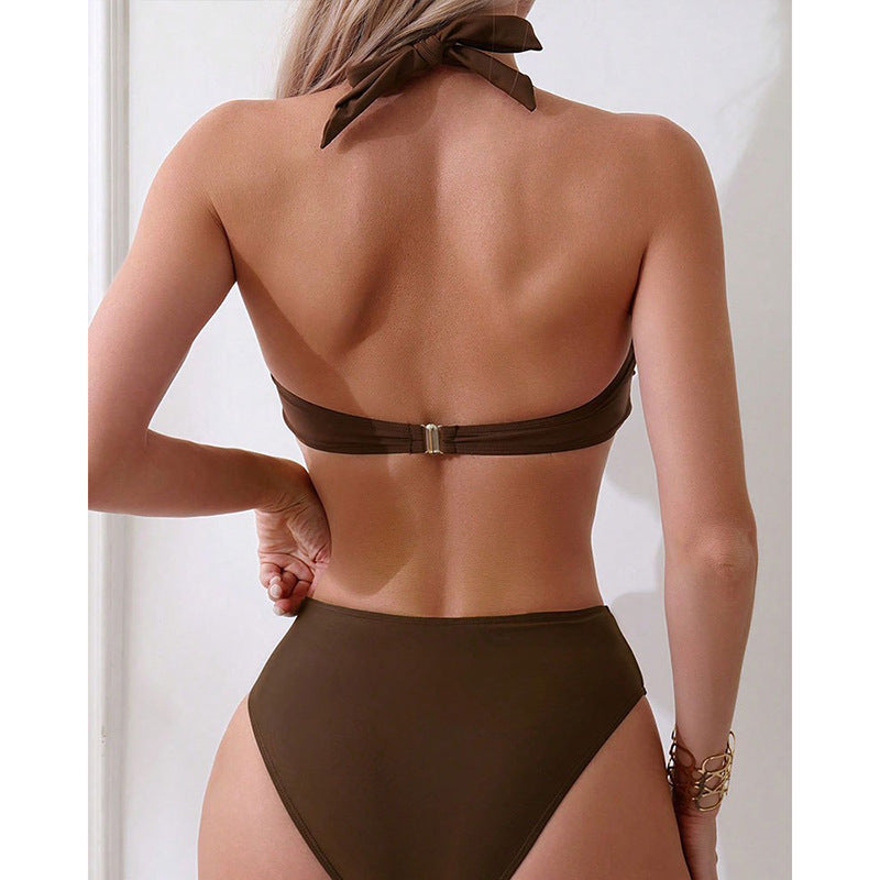 Damen Bandeau-Bikini mit dekorativem Knoten EB