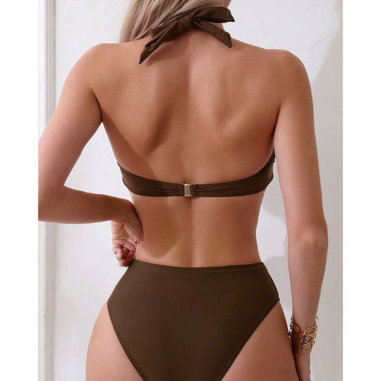 Damen Bandeau-Bikini mit dekorativem Knoten EB