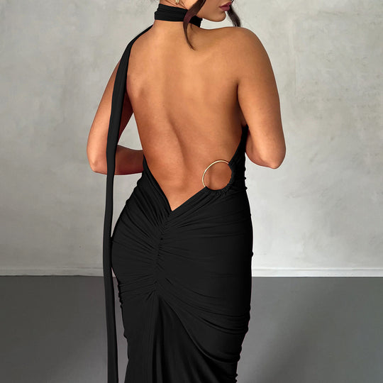 Damen Elegantes One-Shoulder Maxikleid mit figurbetonter Silhouette EB