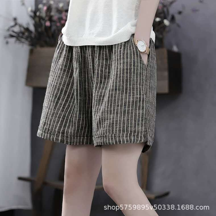 Damen Leichte Baumwollshorts mit Streifendessin EB