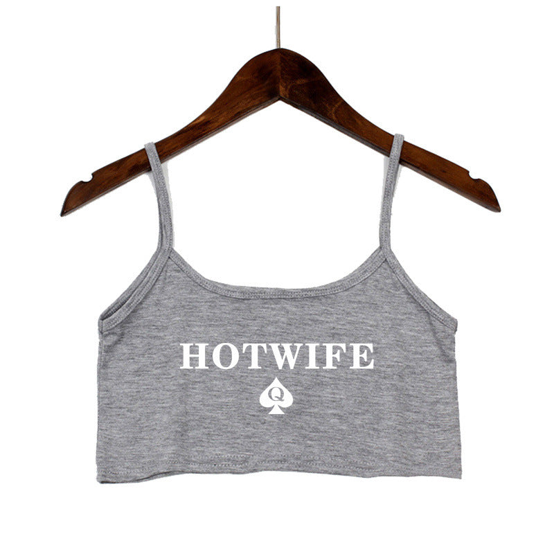Damen Crop-Top mit modernen Schriftzügen und verstellbaren Trägern EB