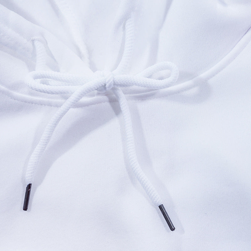 Unisex minimalistischer Kapuzenpullover aus French-Terry mit flachem Kordelzug und verstärkter Nackenpasse EB