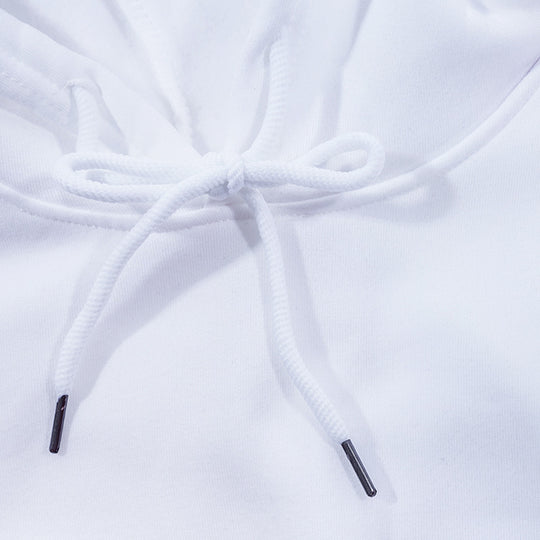 Unisex minimalistischer Kapuzenpullover aus French-Terry mit flachem Kordelzug und verstärkter Nackenpasse EB