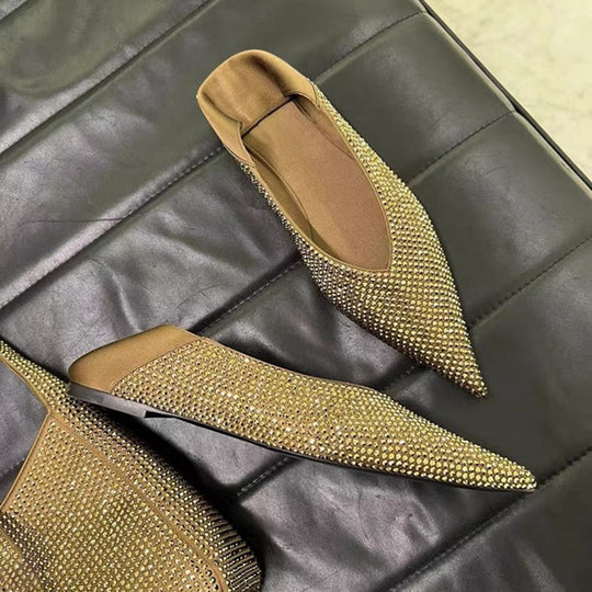 Damen elegante spitze Ballerinas mit glitzerndem Strassdesign EB