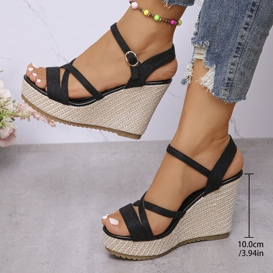 Damen Wedge-Sandalen mit verstellbarem Riemen und rutschfester Sohle EB