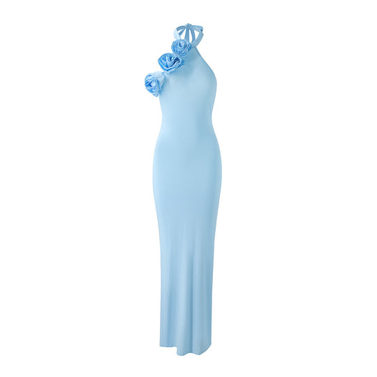 Damen Elegantes Abendkleid mit floralem Schulterdesign und figurbetontem Schnitt EB