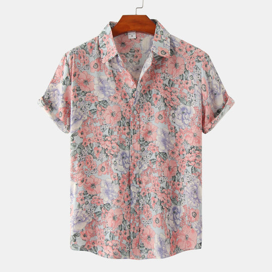EB | Floral kurzärmeliges Blumenhemd Männer