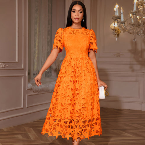 Damen Spitzen-Maxikleid mit floralem Design EB