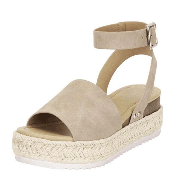 Damen Plateau-Sandalen mit verstellbarem Riemen EB