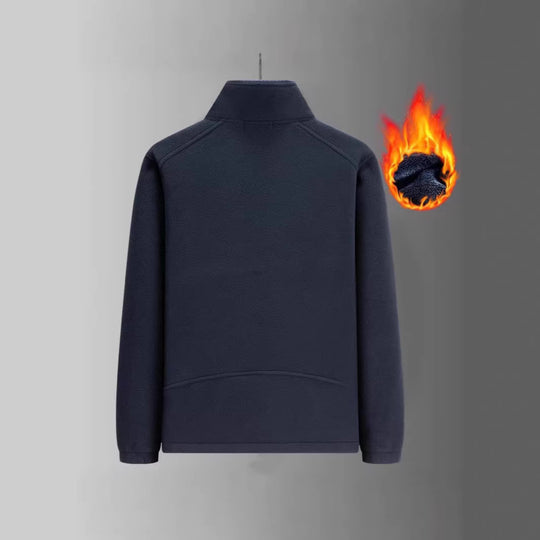 Herren Thermo-Fleecejacke mit Sherpa-Innenfutter, Stehkragen und Reißverschlusstaschen EB
