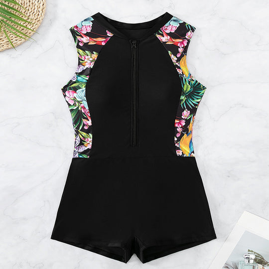Damen Surfsuit mit floralem Muster und praktischem Reißverschluss EB