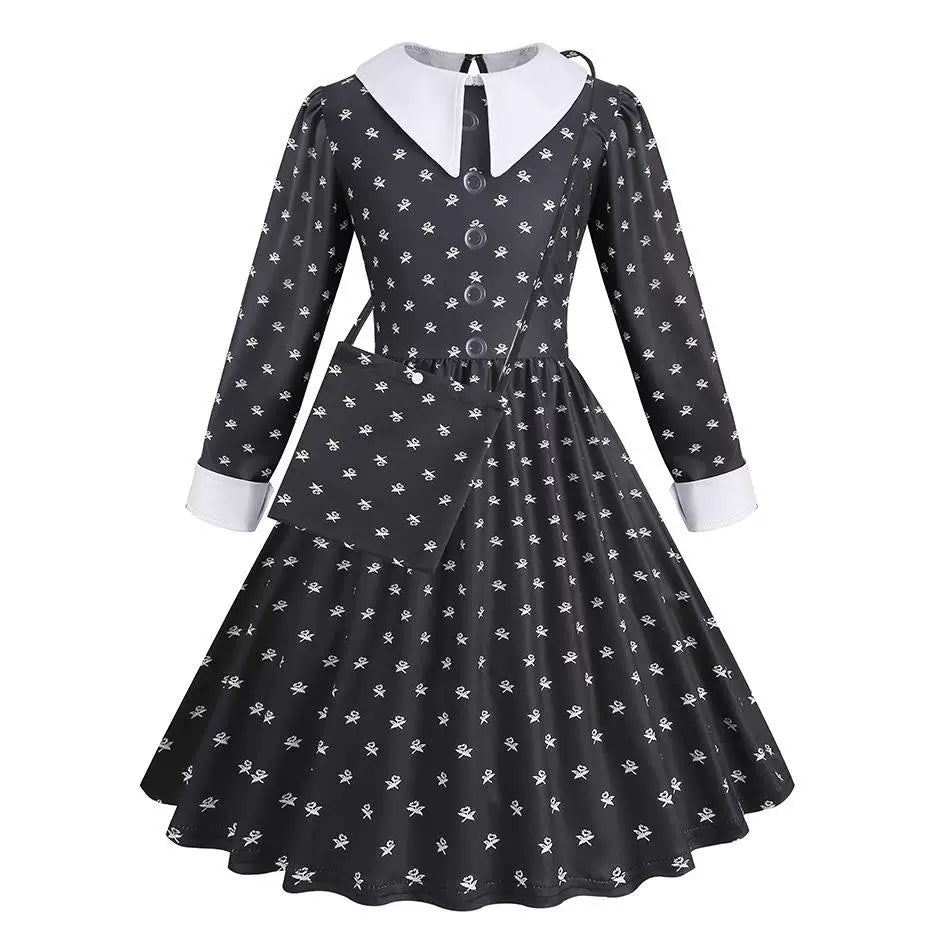 Damen Gothic-Lolita Kleid Stufenrock Rüschenkragen