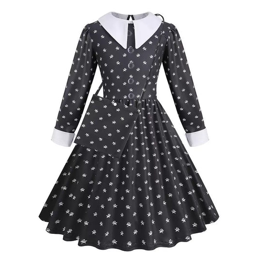 Damen Gothic-Lolita Kleid Stufenrock Rüschenkragen