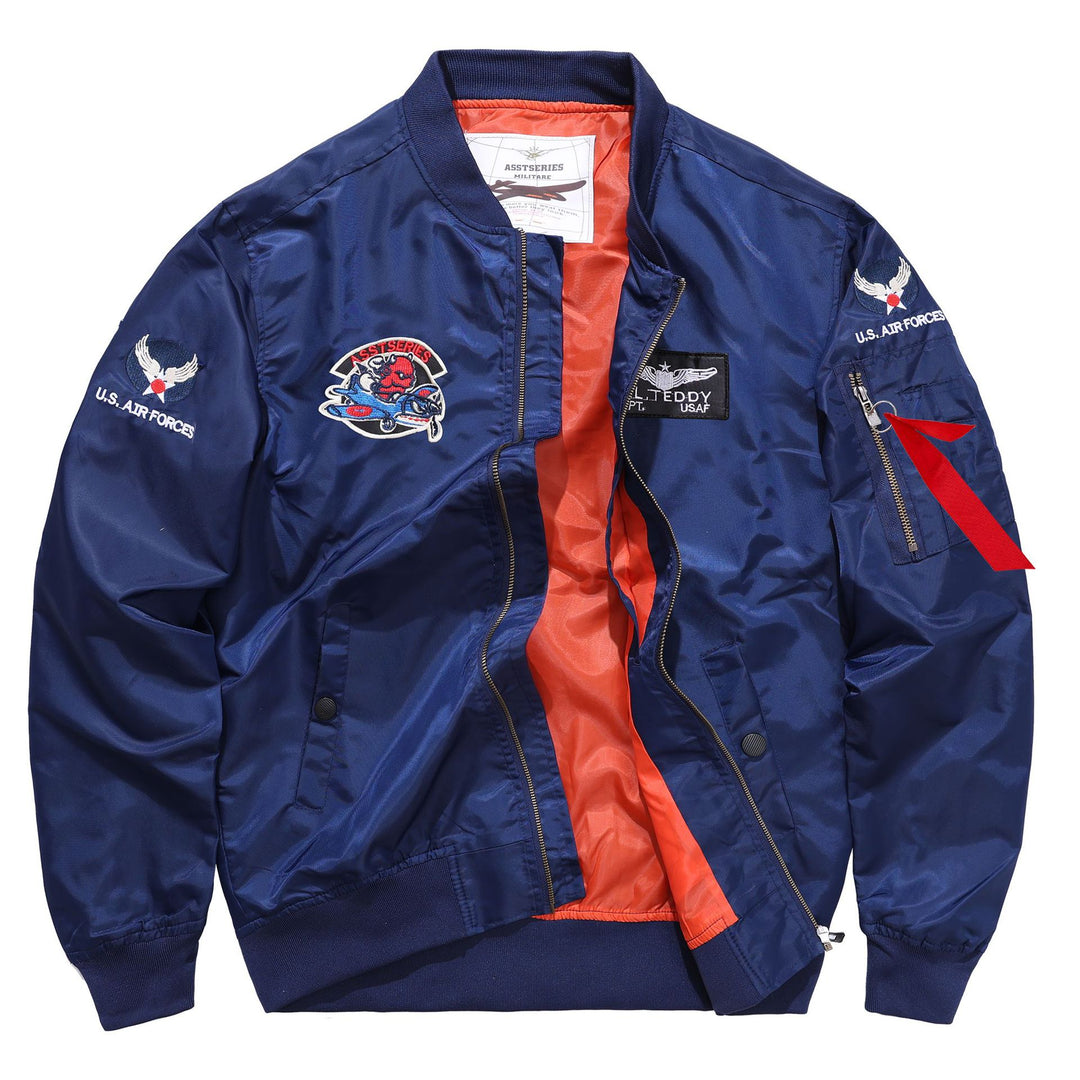 Men's  military patch nylon pilot bomber jacket EB
