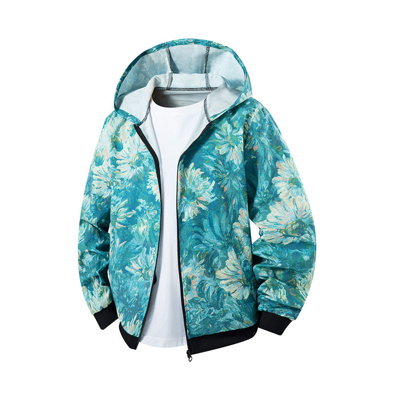 Damen leichte Windbreaker-Jacke mit farbenfrohem Muster und atmungsaktiven Eigenschaften EB