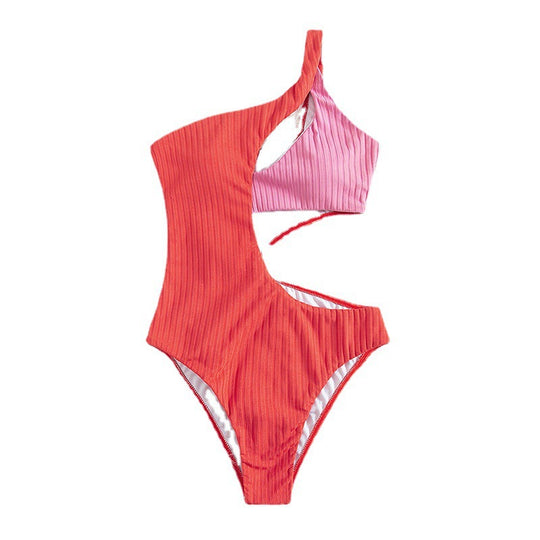 Damen Einteiler Badeanzug mit asymmetrischem Schnitt und modischen Cut-Outs EB
