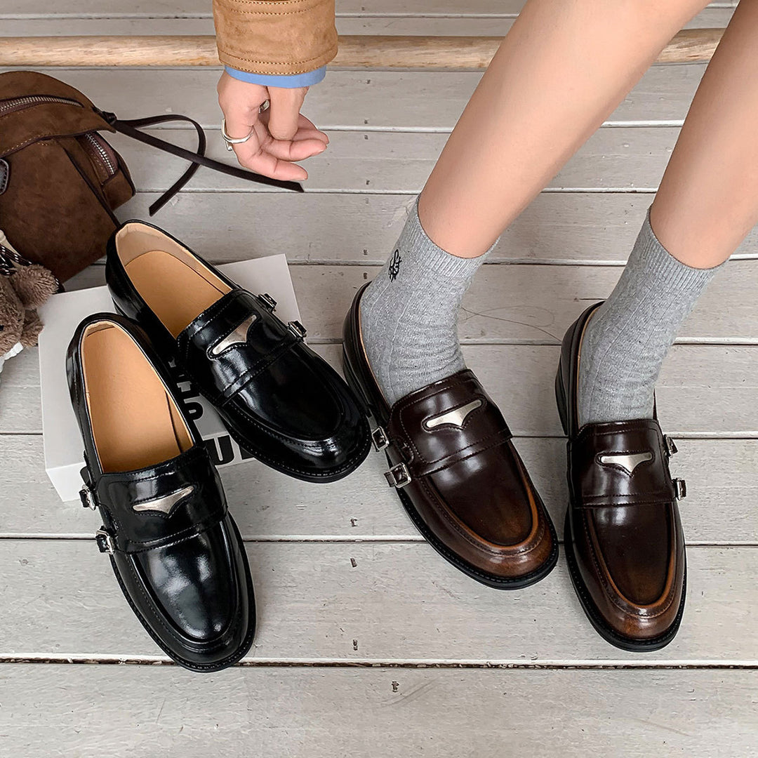 Damen Klassische Mokassins mit eleganter Schnallenakzentgestaltung EB