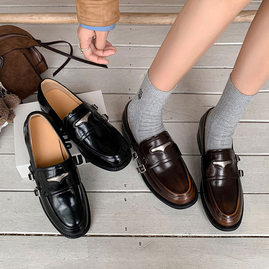 Damen Klassische Mokassins mit eleganter Schnallenakzentgestaltung EB