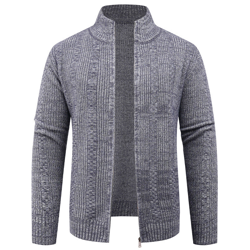 Herren Strickjacke mit strukturierter Oberfläche und hohem Kragen EB