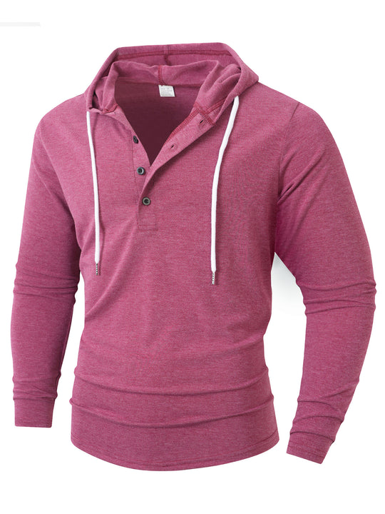 Herren Kapuzenshirt mit modernem Knopfverschluss und atmungsaktivem Stoff EB