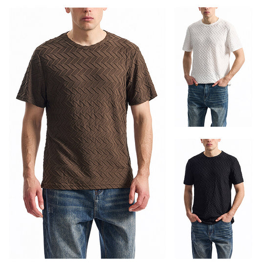 Herren T-Shirt mit strukturiertem Muster und lässiger Passform EB