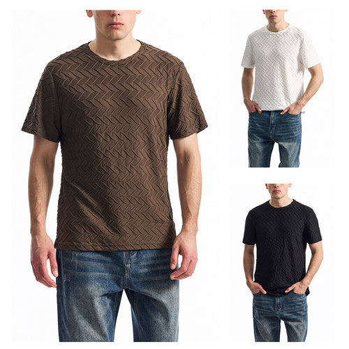 Herren T-Shirt mit strukturiertem Muster und lässiger Passform EB