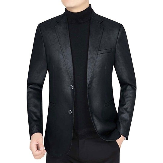 Herren Slim-Fit Sakko in Lederoptik mit fallendem Revers EB