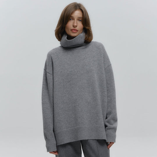 Damen Overgröße Rollkragenpullover aus weicher Wolle EB