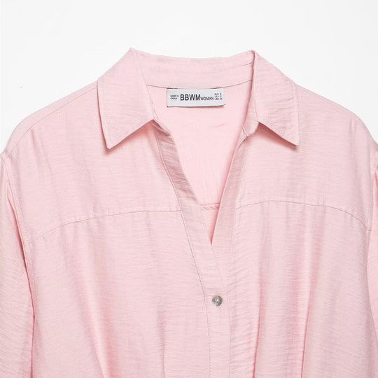 Damen kurzärmlige Bluse mit lässigem Schnitt und stylischem Kragen EB