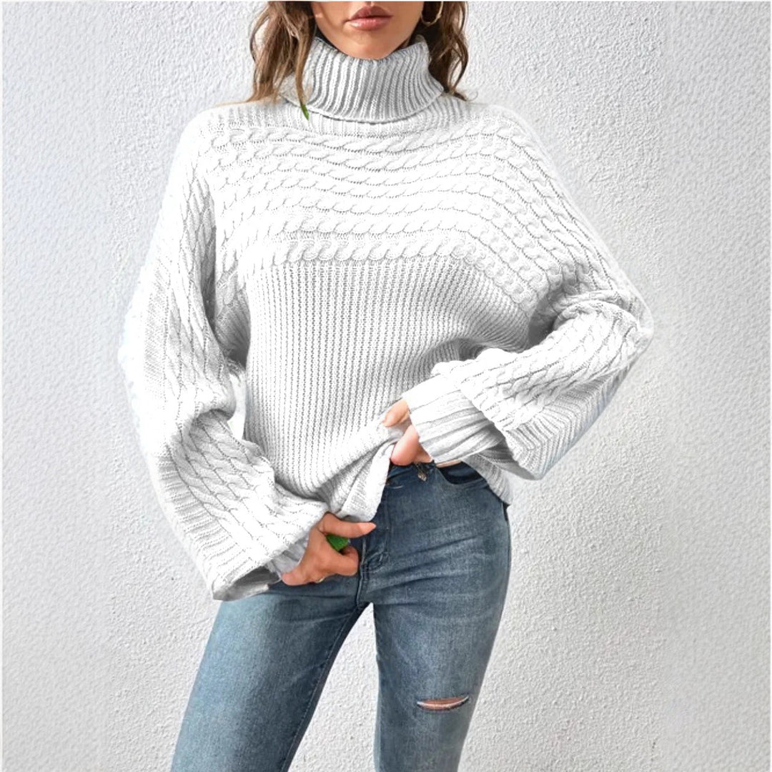 Damen Gemütlicher Rollkragenpullover mit strukturiertem Design EB