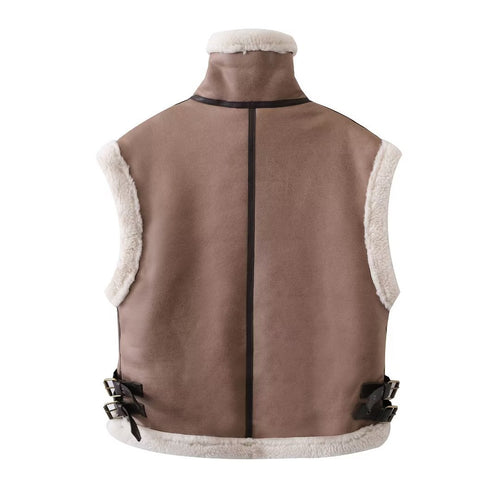 Damen modische Weste mit kuscheligem Innenfutter und eleganten Details EB