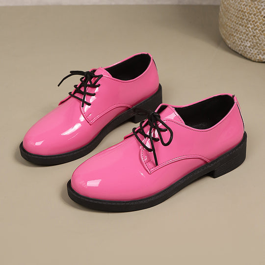 Damen klassische Schnürschuhe mit glänzender Oberfläche EB