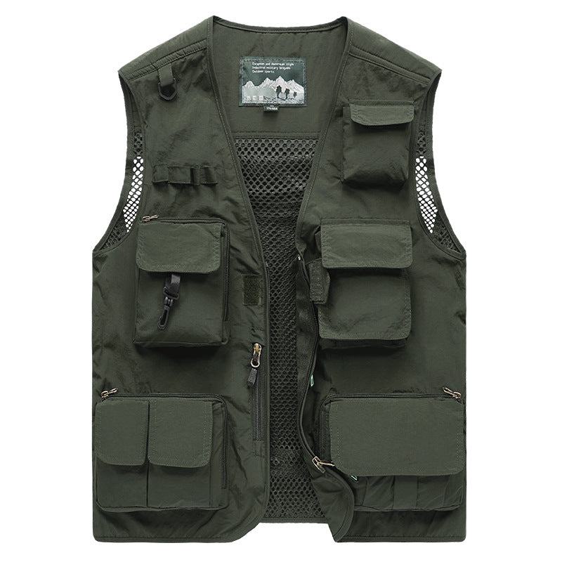 Herren Multifunktionale Angel- und Outdoorweste mit Mesh-Rücken und Mehrfachtaschen EB