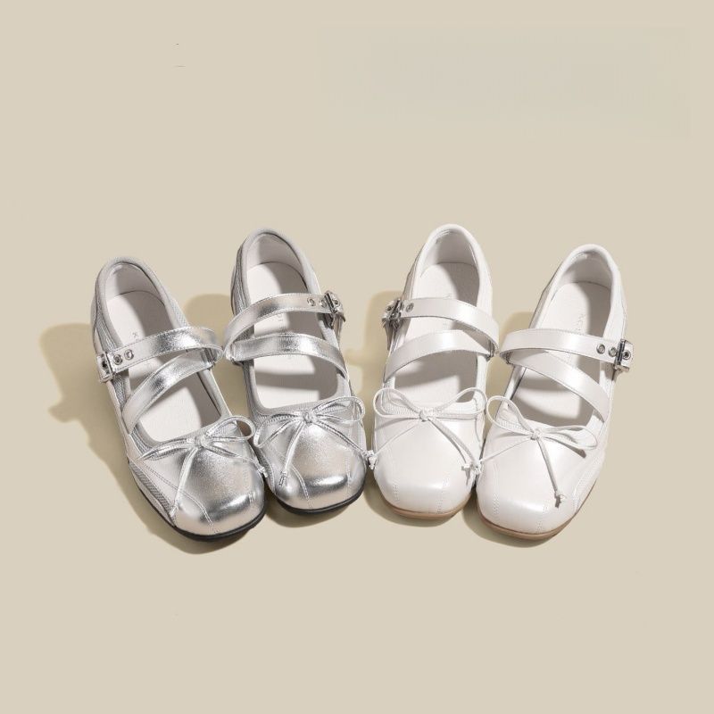 Damen Bequeme Mary-Jane-Ballerinas mit verstellbarem Schnallenriemen und rutschfester Gummisohle EB