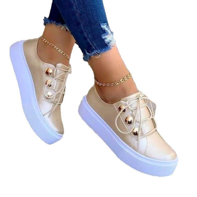 Damen modische Plattform-Sneaker mit glänzenden Dekoren EB
