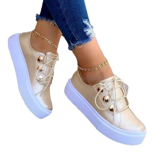 Damen modische Plattform-Sneaker mit glänzenden Dekoren EB